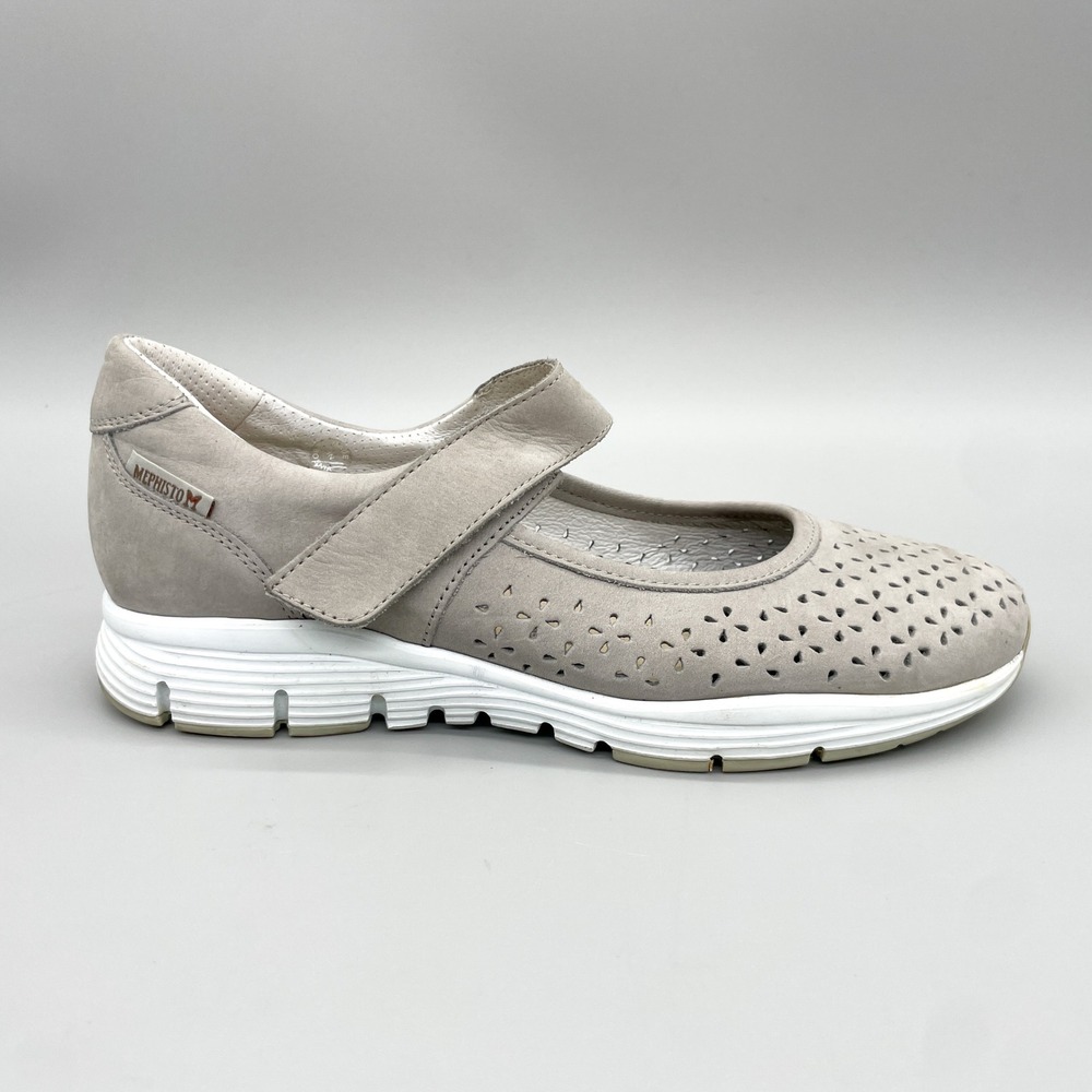 Mephisto Yelina Mary Jane Sneakers Womens 6.5 Grey Leather Perforated Comfort